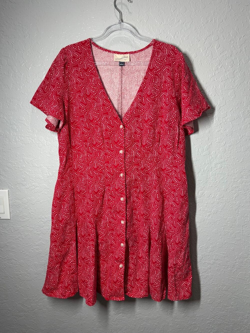 Universal Threads Women's Red Babydoll Mini Dress Linen Blend XL